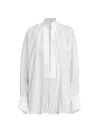 FERRAGAMO WOMEN'S OVERSIZED PLEATED SILK-BLEND BLOUSE