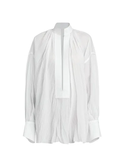 Ferragamo Woman Kaftan Shirt In Optic White