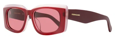 FERRAGAMO FERRAGAMO WOMEN'S OVERSIZED RECTANGULAR SUNGLASSES SF1079SLB 614 BURGUNDY 56MM