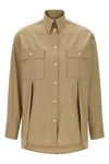 Ferragamo Long Sleeves Panel Shirt In Brown