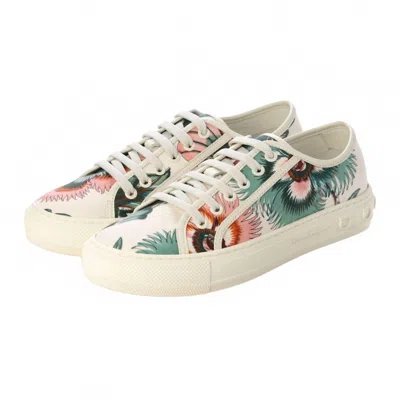 Ferragamo Papavero-print Low-top Sneakers In Neutrals