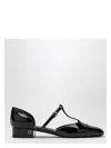 Ferragamo Elegant Black Patent Leather Ballerina Flats