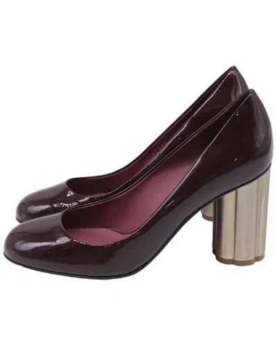 Ferragamo Women's Patent Leather Lucca Block Heel Pump (authentic Pre-loved) In Brown