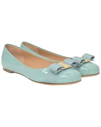 Pre-owned Ferragamo Women's Patent Leather Varina Bow Ballet Flat (authentic Pre-loved) In Multi
