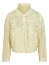 Ferragamo Perforated Leather Jacket In Burgundy
