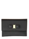 Ferragamo Leather Cardholder Gold-tone Hardware In Black
