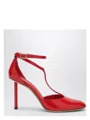 Ferragamo Lysandra 95 T-strap Pumps In Patent Leather In Red