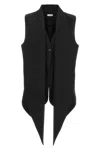 Ferragamo Salvatore  Pointed Hem Straight Cut Back Waistcoat In Black