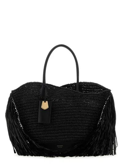Ferragamo Women's Raffia And Leather Big Shopping Bag