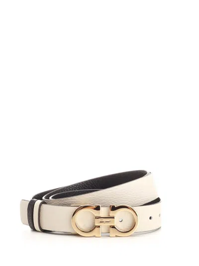 Ferragamo Women Reversible And Adjustable Belt In White