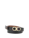 Ferragamo Women Black Reversible Belt With Gancini Buckle In Leather Woman In Black