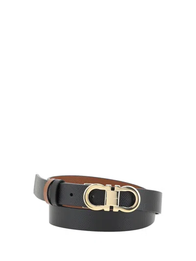Ferragamo Women Reversible Belt In Black