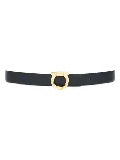 Ferragamo Gancini-plaque Reversible Leather Belt In Black