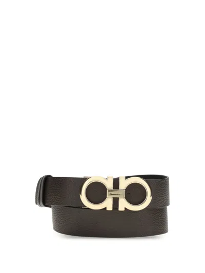Ferragamo Women Reversible Leather Belt In Brown