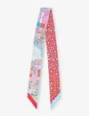 Ferragamo Oggetti-print Silk Bandeau Scarf In Rosa/arancio