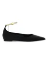 Ferragamo Dada Flache Schuhe Mit Spitzer Kappe Aus Satin In Black