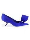 Ferragamo Satin Pumps With Single Maxi Bow In Blue