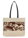 Ferragamo Sand Canvas Shopping Bag