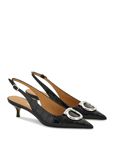 Ferragamo Maxi Gancini Slingbacks In Black
