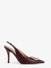 Ferragamo Women Sara 95 Leather Slingback Pumps In Burgundy