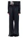 Ferragamo Gathered Satin Wide-leg Pajama Pants In Black