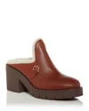 Ferragamo Saura Genuine Shearling Lined Mule In Cappuccino
