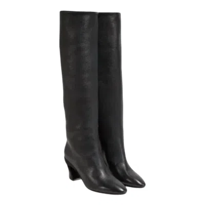 Ferragamo Women's Sculptural Heel Knee-high Boots In Black