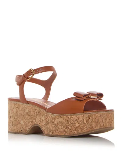 FERRAGAMO WOMEN'S SELNA PLATFORM WEDGE SANDALS