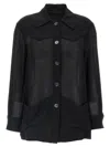 Ferragamo Semi-transparent Wool Jacket Puffer Jackets Black In Black
