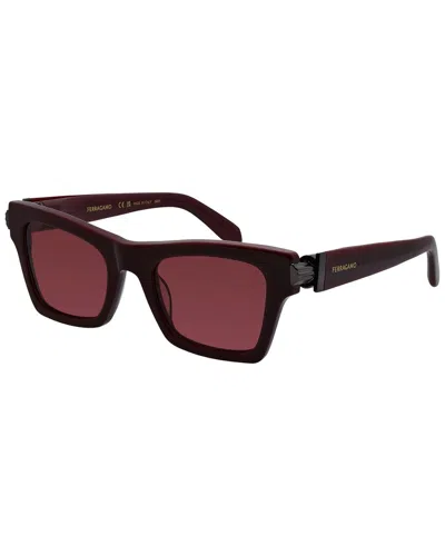 Ferragamo Sf 2013s 606 52mm Womens Cat Eye Sunglasses In Burgundy