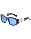 Ferragamo Salvatore  Blue Oval Ladies Sunglasses Sf1082s 414 53 In Blue