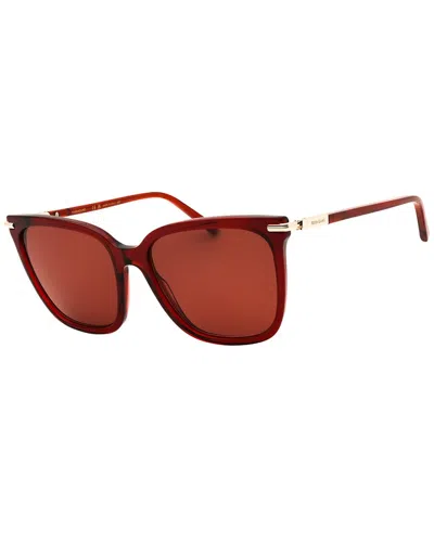 Ferragamo Prisma 56mm Modified Butterfly Sunglasses In Transparent Red