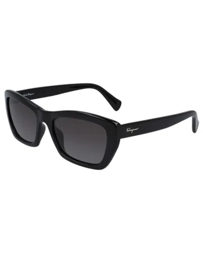 Ferragamo Salvatore  Grey Rectangular Ladies Sunglasses Sf958s 001 55 In Black