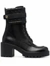 Ferragamo Shiraz Leather Combat Boots In Multi