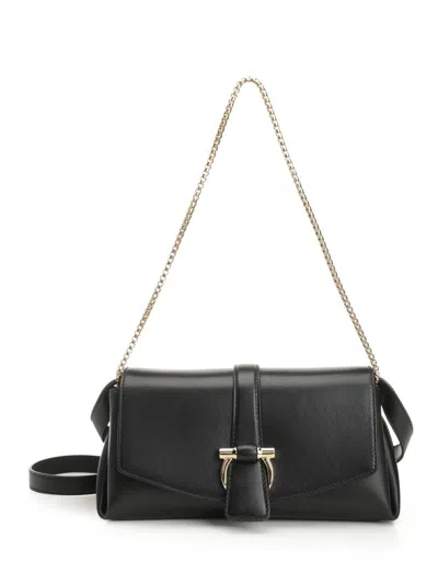 Ferragamo Women Shoulder Bag With Front Flap In Black