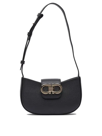 Ferragamo Mini Gabry Double Gancini Leather Shoulder Bag In Blue
