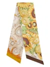 Ferragamo Sunflower Print Rectangular Scarf In Yellow,orange
