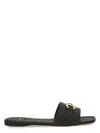 Ferragamo Square Lambskin Sandals Gold-tone Hardware In Black