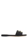 Ferragamo Square Lambskin Sandals Gold-tone Hardware In Nero