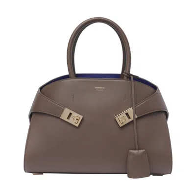 Ferragamo Women Small Bicolor Hug Handbag In Brown