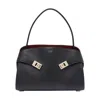 Ferragamo Leather Shoulder Bag Adaptable Strap In Black