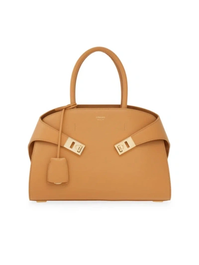 Ferragamo Light Camel Hug Leather Top-handle Bag
