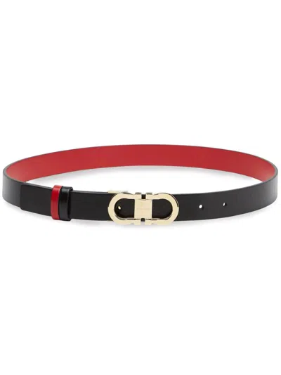 Ferragamo Women Smooth Leather Reversible Gancini Belt In Black