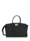 Ferragamo Black Leather Handbag In Black