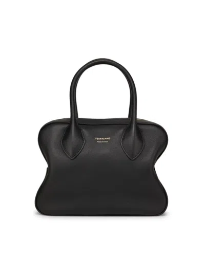 Ferragamo Women's Star Leather Top-handle Bag In Black