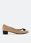 Ferragamo Women's Stitched Leather Bow-detail Pumps In Beige/khaki In Neutral