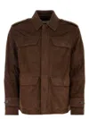 Ferragamo Brown Suede Jacket In Brown