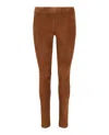 Ferragamo Suede Fitted Pants In Brown