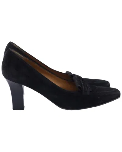 FERRAGAMO FERRAGAMO WOMEN'S SUEDE LOAFER ACCENT PUMP (AUTHENTIC PRE-LOVED)