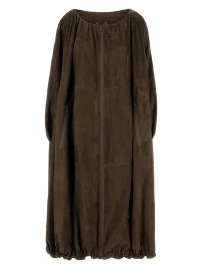 FERRAGAMO WOMEN'S SUEDE OVERCOAT